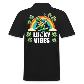 St. Patrick's Day Happy Vibes Rainbow - Men's Polo Shirt - black - Back - Kai (181cm)