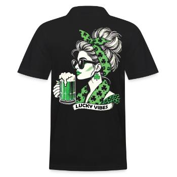 Happy Vibes St. Patrick's Day Woman - Men's Polo Shirt - black - Back - Kai (181cm)