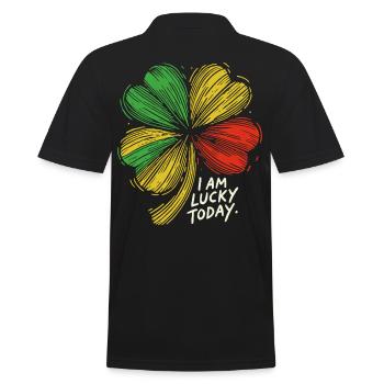 St. Patrick's Day Kleeblatt I Am Lucky - Männer Poloshirt - Schwarz - Hinten - Kai (181cm)