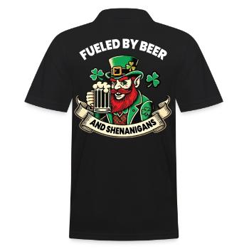 St. Patrick's Day Lustiger Leprechaun Mit Bier - Männer Poloshirt - Schwarz - Hinten - Kai (181cm)