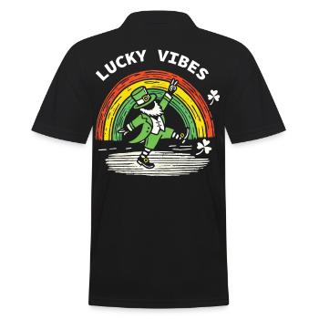 Happy Vibes St. Patrick's Day Rainbow - Men's Polo Shirt - black - Back - Kai (181cm)