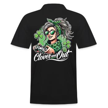 St. Patrick's Day Gamer Girl style clover and out - Men's Polo Shirt - black - Back - Kai (181cm)