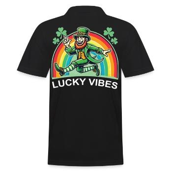 St. Patrick's Day Lucky Vibes Rainbow - Men's Polo Shirt - black - Back - Kai (181cm)