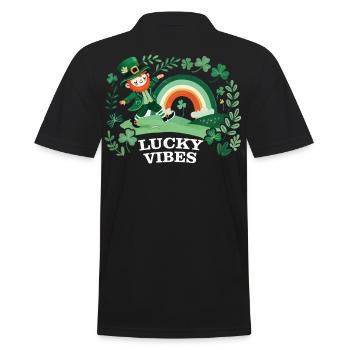 St. Patrick's Day Lucky Vibes Regenbogen - Männer Poloshirt - Schwarz - Hinten - Kai (181cm)