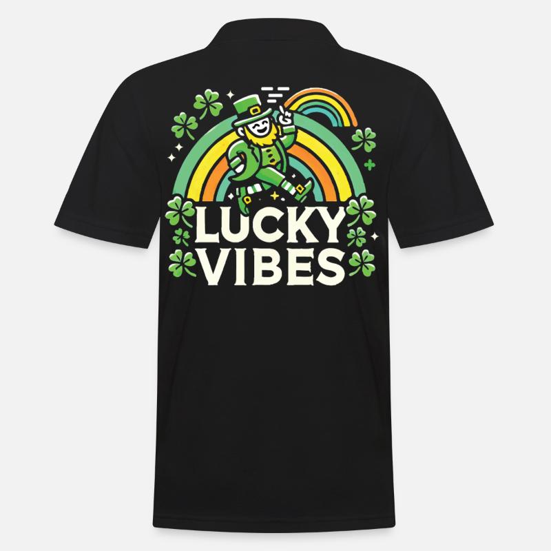Saint-Patrick Lucky Vibes Arc-en-ciel - Polo Homme - noir