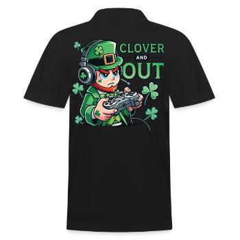 St. Patrick's Day Gaming Design Clover and Out - Men's Polo Shirt - black - Back - Kai (181cm)
