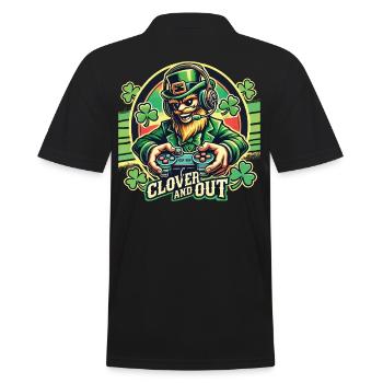 clover and out Gamer St. Patrick's Day Fun - Men's Polo Shirt - black - Back - Kai (181cm)