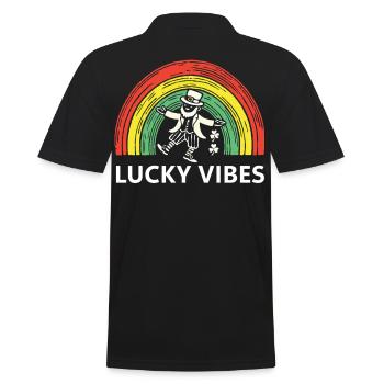 Happy Vibes St. Patrick's Day Rainbow - Men's Polo Shirt - black - Back - Kai (181cm)