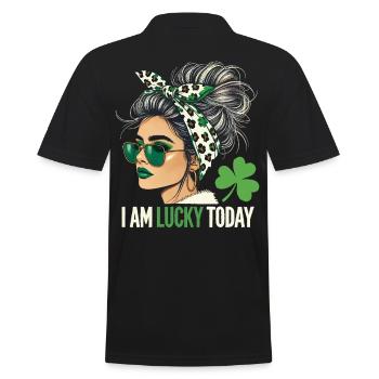 St. Patricks Day I Am Lucky Today Design - Männer Poloshirt - Schwarz - Hinten - Kai (181cm)