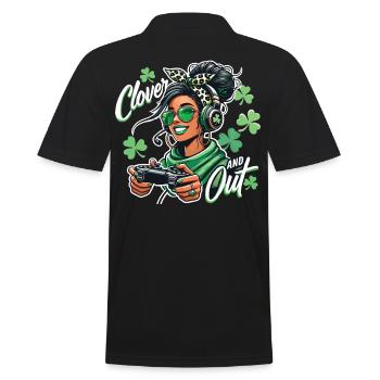 Clover And Out For St. Patrick's Day - Men's Polo Shirt - black - Back - Kai (181cm)
