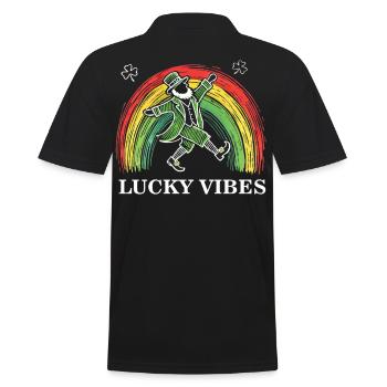 Happy Vibes St. Patrick's Day Rainbow - Men's Polo Shirt - black - Back - Kai (181cm)