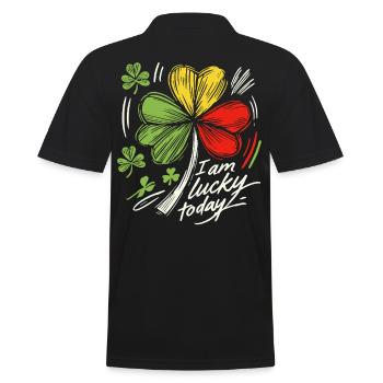St. Patrick's Day Kleeblatt I Am Lucky Today - Männer Poloshirt - Schwarz - Hinten - Kai (181cm)