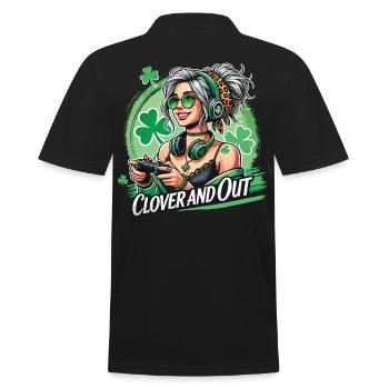 St. Patrick's Day Girl Gamerlook clover and out - Men's Polo Shirt - black - Back - Kai (181cm)