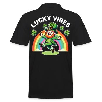 Lucky Vibes St. Patricks Day Regenbogen - Männer Poloshirt - Schwarz - Hinten - Kai (181cm)