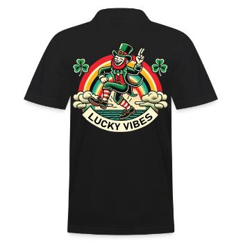 St. Patrick's Day Lucky Vibes Regenbogen - Männer Poloshirt - Schwarz - Hinten - Kai (181cm)