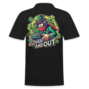 Clover And Out St. Patrick's Day Gaming Design - Men's Polo Shirt - black - Back - Kai (181cm)