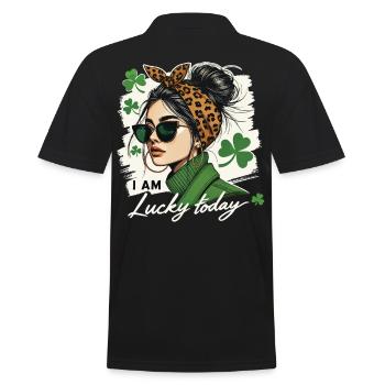 Style de la Saint-Patrick J’ai de la chance aujourd’hui fille - Polo Homme - noir - Dos - Kai (181cm)