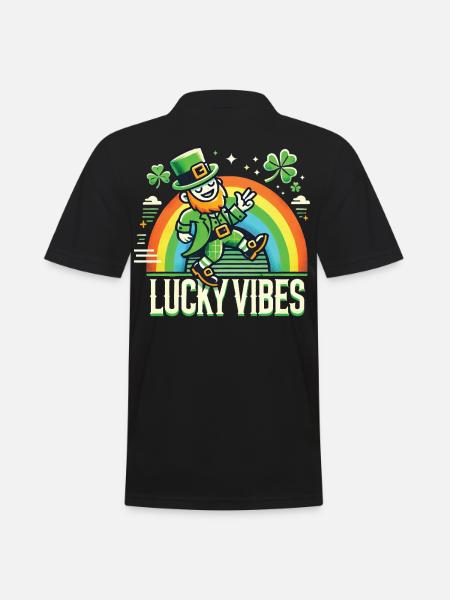 Saint-Patrick Happy Vibes Arc-en-ciel - Polo Homme - noir