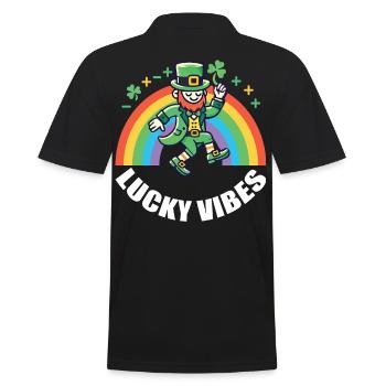 St. Patrick's Day Happy Vibes Rainbow - Men's Polo Shirt - black - Back - Kai (181cm)
