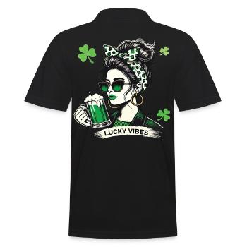 Déclaration de mode Lucky Vibes pour la Saint-Patrick - Polo Homme - noir - Dos - Kai (181cm)