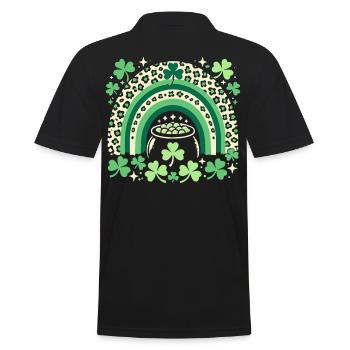 St. Patrick's Day Rainbow Shamrock Luck - Men's Polo Shirt - black - Back - Kai (181cm)