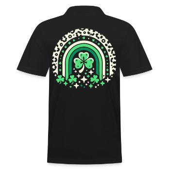 St. Patrick's Day Shamrock Rainbow Luck - Men's Polo Shirt - black - Back - Kai (181cm)