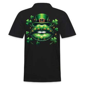 St. Patrick's Day Clover Lips Magic - Men's Polo Shirt - black - Back - Kai (181cm)