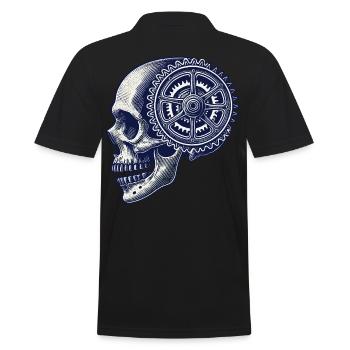 Fahrrad Schädel Getriebe Radsport Kunstwerk - Männer Poloshirt - Schwarz - Hinten - Kai (181cm)