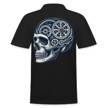Fahrrad Enthusiast Schädel Zahnräder - Männer Poloshirt - Schwarz - Hinten - Kai (181cm)