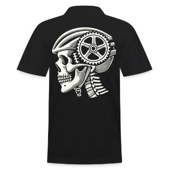 Fahrradfahrer Schädel Mit Kettenhelm Illustration - Männer Poloshirt - Schwarz - Hinten - Kai (181cm)