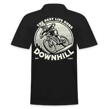 Bike: The Best Life Runs Downhill - Men's Polo Shirt - black - Back - Kai (181cm)