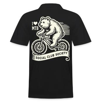 Bicycle Retro Style I Love MTB Bear - Men's Polo Shirt - black - Back - Kai (181cm)