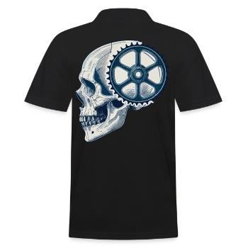 Fahrradliebhaber Schädel mit Zahnrad für Radsport - Männer Poloshirt - Schwarz - Hinten - Kai (181cm)