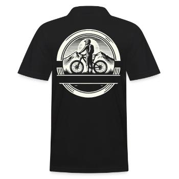 Mountain Bike Bicycle Rider Text Self-Design - Men's Polo Shirt - black - Back - Kai (181cm)