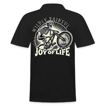 Bicycle Wildly Painful Joy Of Life - Men's Polo Shirt - black - Back - Kai (181cm)
