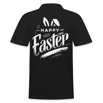 Fröhliche Ostern Schriftzug Vintage Look - Männer Poloshirt - Schwarz - Hinten - Kai (181cm)