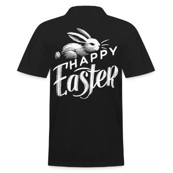 Easter Bunny Retro Look Happy Easter - Men's Polo Shirt - black - Back - Kai (181cm)