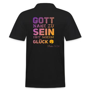 Gott NAHE zu sein ist mein GLÜCK ! - Männer Poloshirt - Schwarz - Hinten - Kai (181cm)