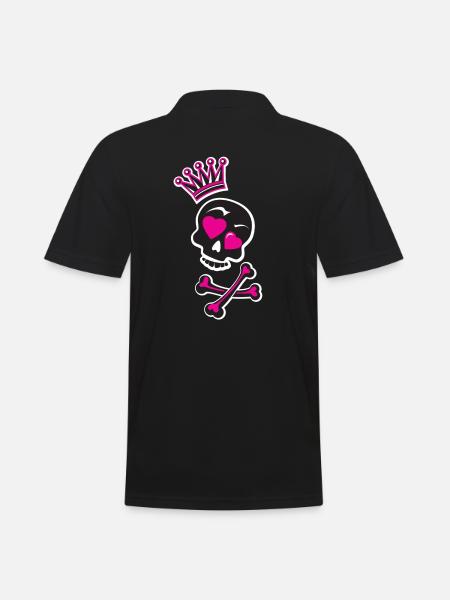 Totenkopf mit Krone - Männer Poloshirt - Schwarz