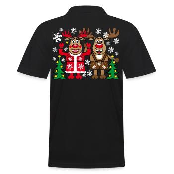 51 Deer Rudolph Woman Man Christmas Tree - Men's Polo Shirt - black - Back - Kai (181cm)