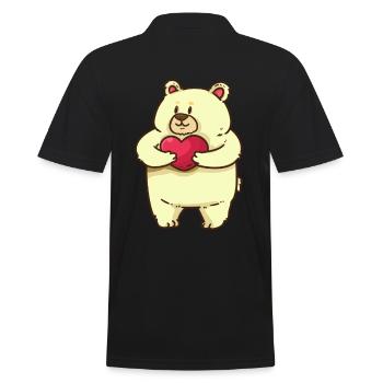 Valentin Teddy Bear Love Romantic Heart Love - Men's Polo Shirt - black - Back - Kai (181cm)