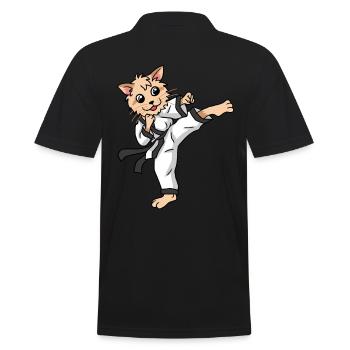 Karate Cat Judo Kitten Kids Self Defense - Men's Polo Shirt - black - Back - Kai (181cm)