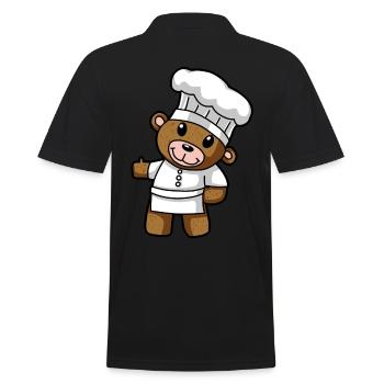 Kochkunst Teddy Koch Küche Zeichnung Comic Bär - Männer Poloshirt - Schwarz - Hinten - Kai (181cm)