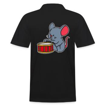 Baby Child Kids Drum Mouse Music Gift Sweet - Men's Polo Shirt - black - Back - Kai (181cm)