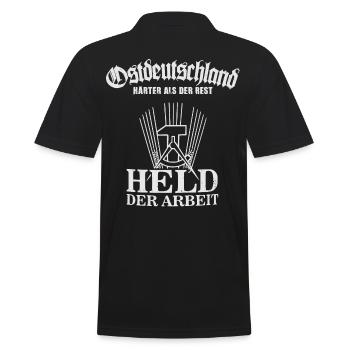 DDR Ostdeutschland Held der Arbeit - Männer Poloshirt - Schwarz - Hinten - Kai (181cm)