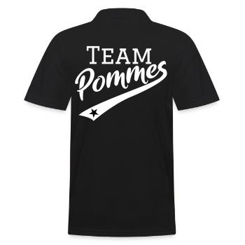 Pommes | Team Pommes retro mit stern, Gaming Style - Männer Poloshirt - Schwarz - Hinten - Kai (181cm)