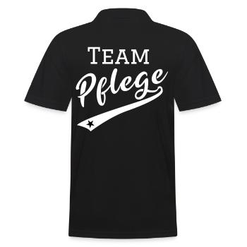 Team Pflege | Kranken - Altenpflege | Teamshirts | - Männer Poloshirt - Schwarz - Hinten - Kai (181cm)