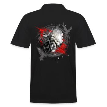 Indianischer Häuptling Modern Art - Männer Poloshirt - Schwarz - Hinten - Kai (181cm)