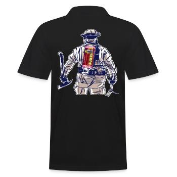 Feuerwehrmann,Energy Drink,Feuerwehr,Firefighter - Männer Poloshirt - Schwarz - Hinten - Kai (181cm)