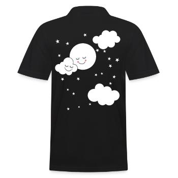 Sweet moon clouds night sky fantasy kids baby - Men's Polo Shirt - black - Back - Kai (181cm)